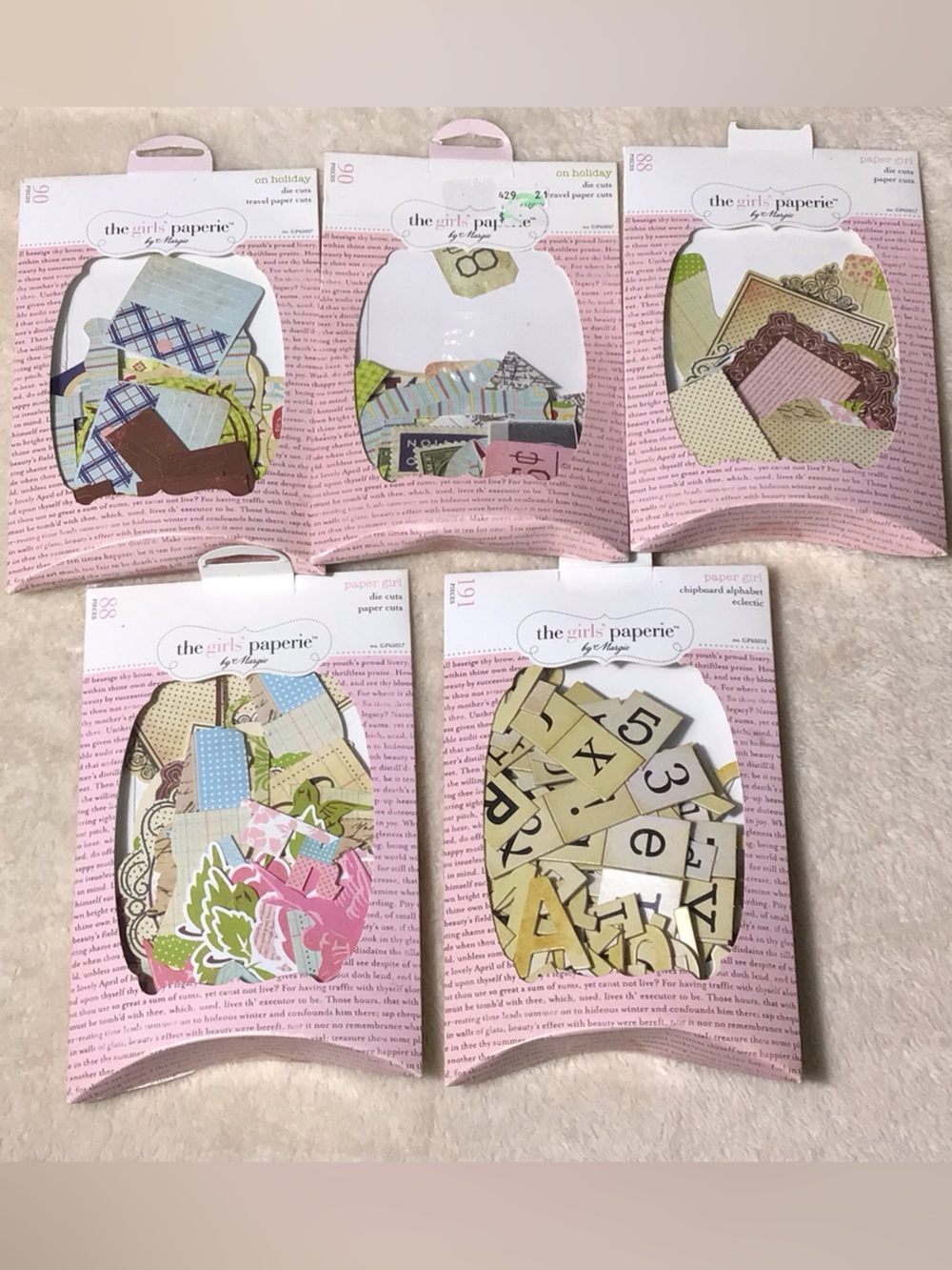 Die cut shapes and chipboard alphabet